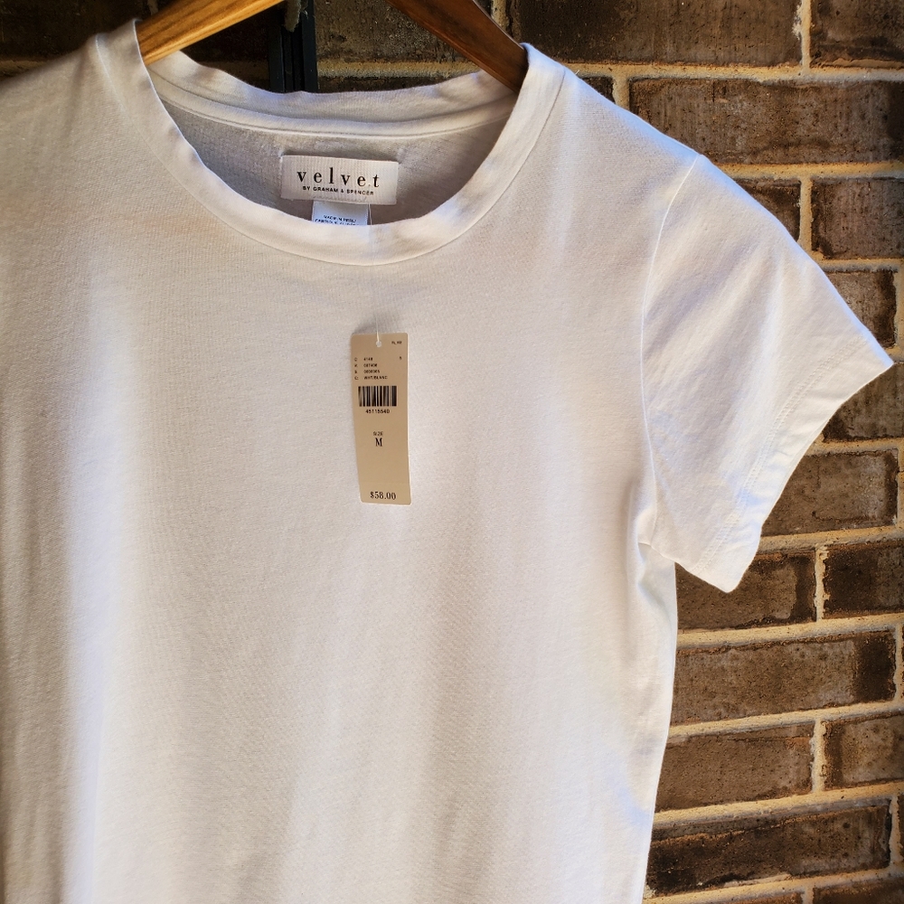 NWT Anthro Velvet White Tee size Medium